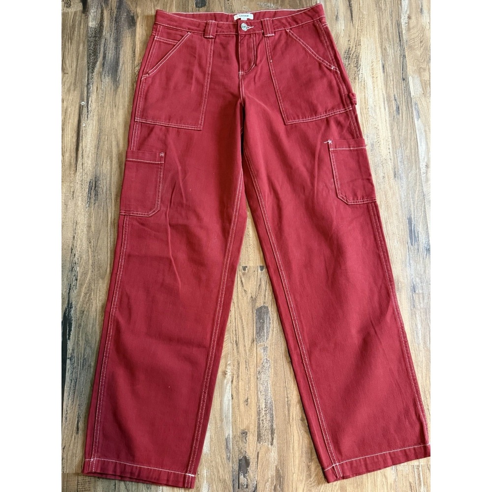 Garage Women's Red Cargo High Rise Skater Punk Grudge Denim Pants Juniors Size 7